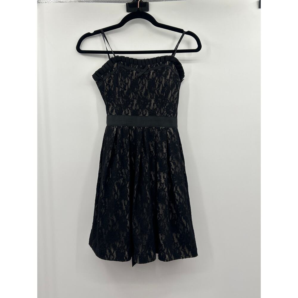City Triangles Black Lace Strapless Fit Flare Party Dress Size 5 Sweetheart Mini